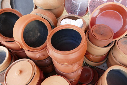 Turkey Anatolia water jug types, clay pots and casserole dishes made of clay,


