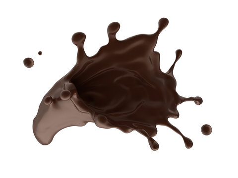 coffee or hot dark chocolate dynamic splash isolated on white background