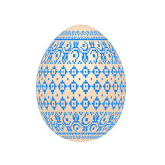 the easter egg with ukrainian cross-stitch ethnic pattern. pysanka ornament. isolated vector.