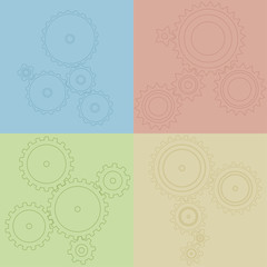 A set of multi-colored gears in different sizes. 20 elements,