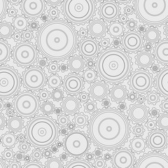 Seamless pattern. Gears of different sizes with different number of teeth. Mechanism. Thematic background