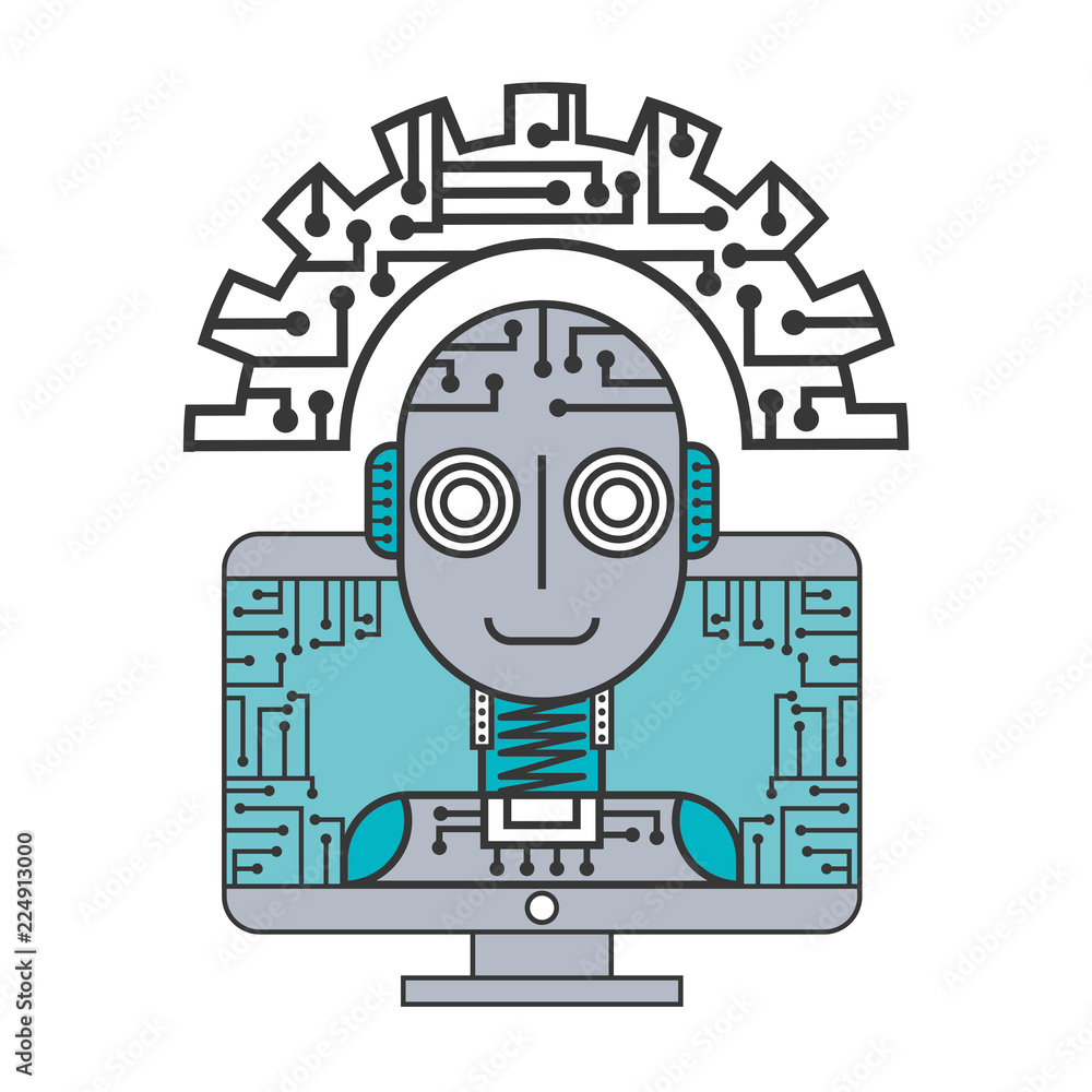 Poster robot artificial intelligence computer gear enginner