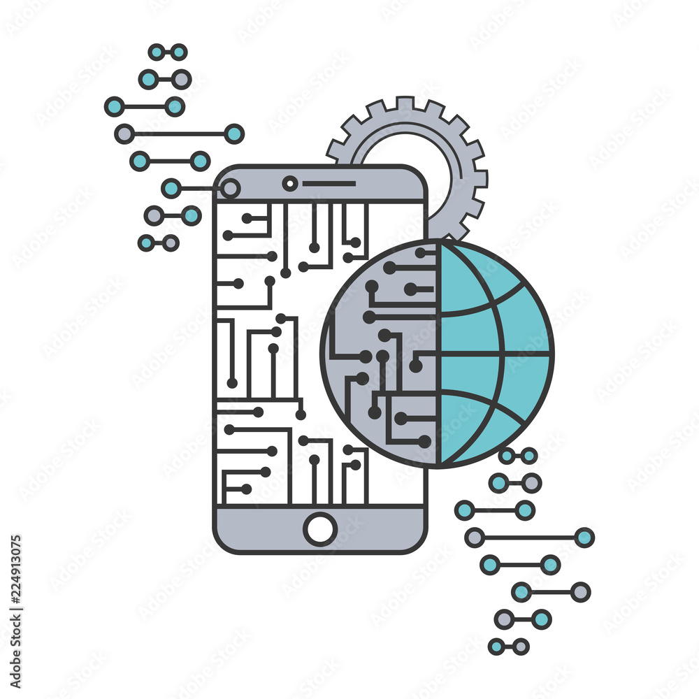 Poster artificial intelligence smartphone circuit world connection