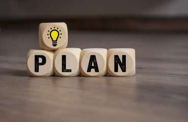 WürfelBusiness Idee Plan Glühbirne