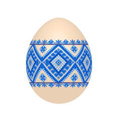 the easter egg with ukrainian cross-stitch ethnic pattern. pysanka ornament. isolated vector.