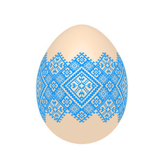 the easter egg with ukrainian cross-stitch ethnic pattern. pysanka ornament. isolated vector.