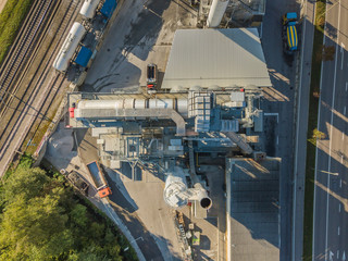 Naklejka premium Aerial view of cement plant for concrete production in Switzerland, Europe