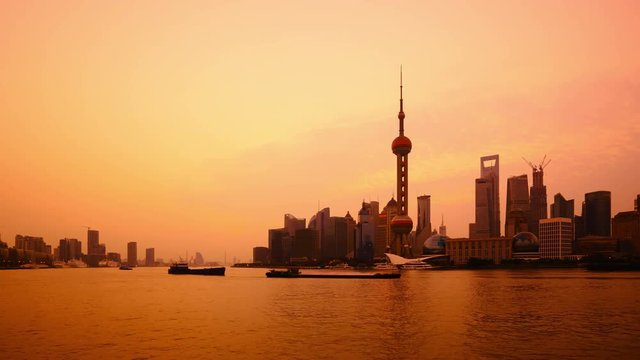 4K: China Shanghai at dawn,(Time Lapse). 
