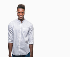 Young african american man over isolated background with a happy and cool smile on face. Lucky person.