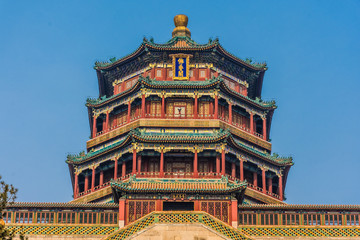 Obraz premium Ancient pagoda of the Summer Palace of Beijing, China