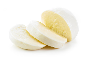 Mozzarella cheese on white background