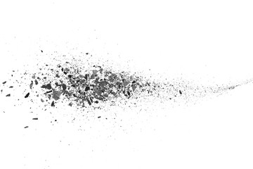 Fototapeta na wymiar Black charcoal dust, gunpowder isolated on white background and texture, top view