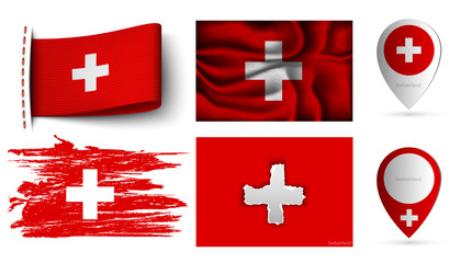 set of Switzerland flags collection isolated