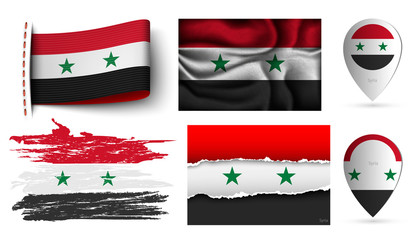 set of syria flags collection isolated