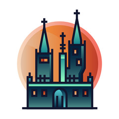 Halloween castle gradient illustration