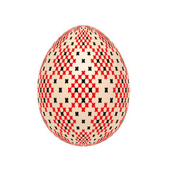 the easter egg with ukrainian cross-stitch ethnic pattern. pysanka ornament. isolated vector.