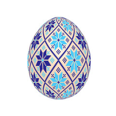 the easter egg with ukrainian cross-stitch ethnic pattern. pysanka ornament. isolated vector.