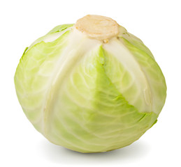Head of ripe cabbage close - up on a white. Isolated