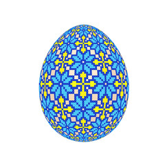the easter egg with ukrainian cross-stitch ethnic pattern. pysanka ornament. isolated vector.