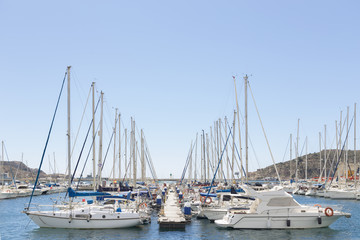Obraz na płótnie Canvas partial view of the marina of Cartagena, Murcia, Spain