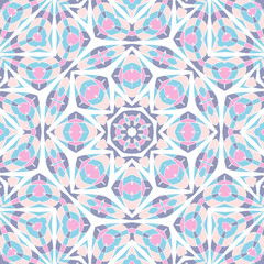 Oriental seamless geometric fabric pattern. Ethnicity ornament. Ornamental background, texture, tiled. Floral elements, mandala decor. Arabic, Islamic, moroccan, asian, indian native african motifs.