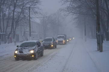 Snow storm in the city