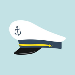Naklejka premium Captain hat with anchor emblem