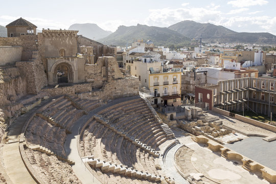 Cartagena from the Roman theater, Murcia, Spain