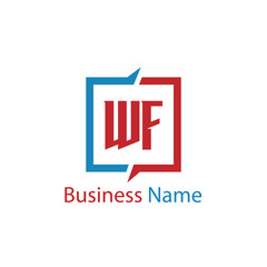 Initial Letter WF Logo Template Design
