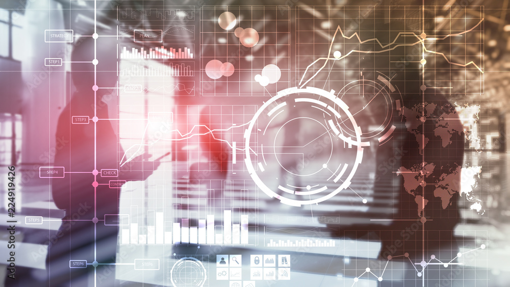 Aufkleber business intelligence bi key performance indicator kpi analysis dashboard transparent blurred backgr