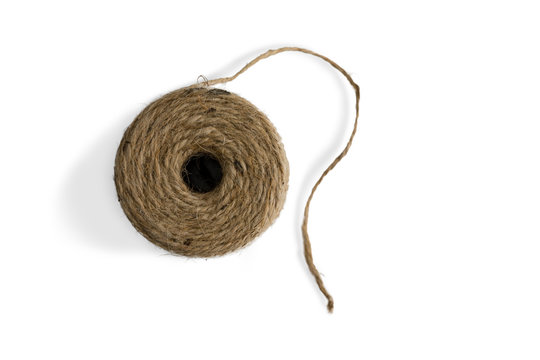 Top down view on a ball of natural jute twine