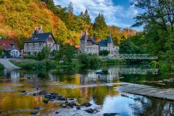 Treseburg mit Bode im Herbst