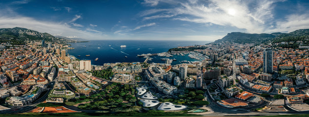 Mountains in Monaco Monte-Carlo city riviera Drone summer photo Air 360 vr virtual reality drone...