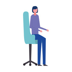 young woman sitting in chair office avatar character