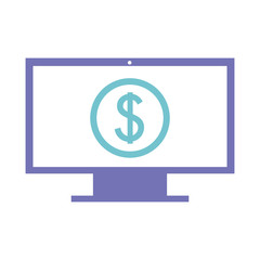 computer monitor with symbol dollar