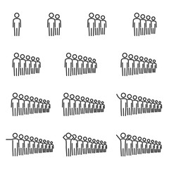 Vector image set of people line icons.Crowd signs.