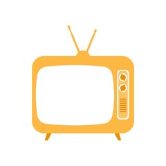 Old television icon, Yellow tv icon