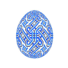 the easter egg with ukrainian cross-stitch ethnic pattern. pysanka ornament. isolated vector.