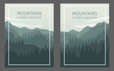 landscape with mountains cards,  sky and woods