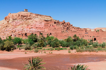 A traditional Berber city on the hillside. Africa Morocco Ait Ben Haddou
fortress;