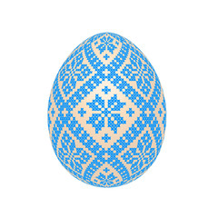 the easter egg with ukrainian cross-stitch ethnic pattern. pysanka ornament. isolated vector.