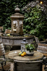 Garden table with pumpkins