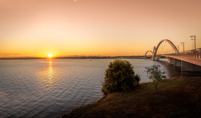 JK Bridge and Paranoa Lake at Sunset - Brasilia, Distrito Federal, Brazil