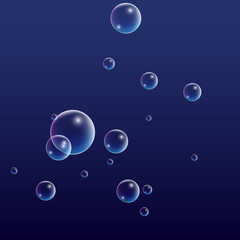 ubble with Hologram Reflection. Set of Realistic Water or Soap Bubbles for Your Design.