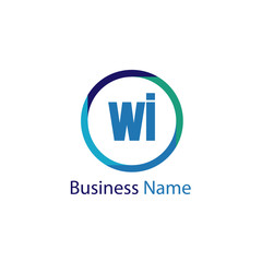 Initial Letter WI Logo Template Design