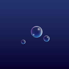 ubble with Hologram Reflection. Set of Realistic Water or Soap Bubbles for Your Design.