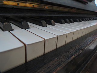 Piano keyboard close up