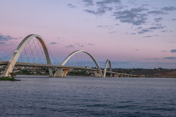 Fototapeta na wymiar JK Bridge and Paranoa Lake at Sunset - Brasilia, Distrito Federal, Brazil