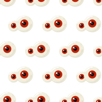 Seamless Halloween Background with Brown Eyes