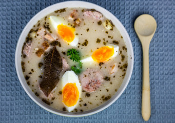 Żurek - polish easter soup with eggs and white sausage